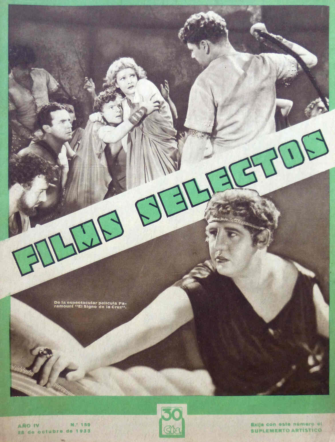 FILMS SELECTOS magazine side cover Issue 159 28 October 1933