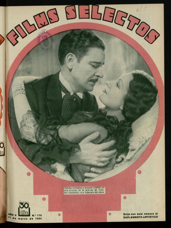 FILMS SELECTOS magazine side cover Issue 179 17 March 1934