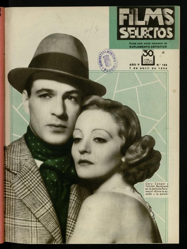 FILMS SELECTOS magazine side cover Issue 182 7 April 1934
