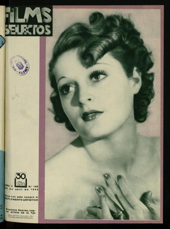 FILMS SELECTOS magazine side cover Issue 185 28 April 1934