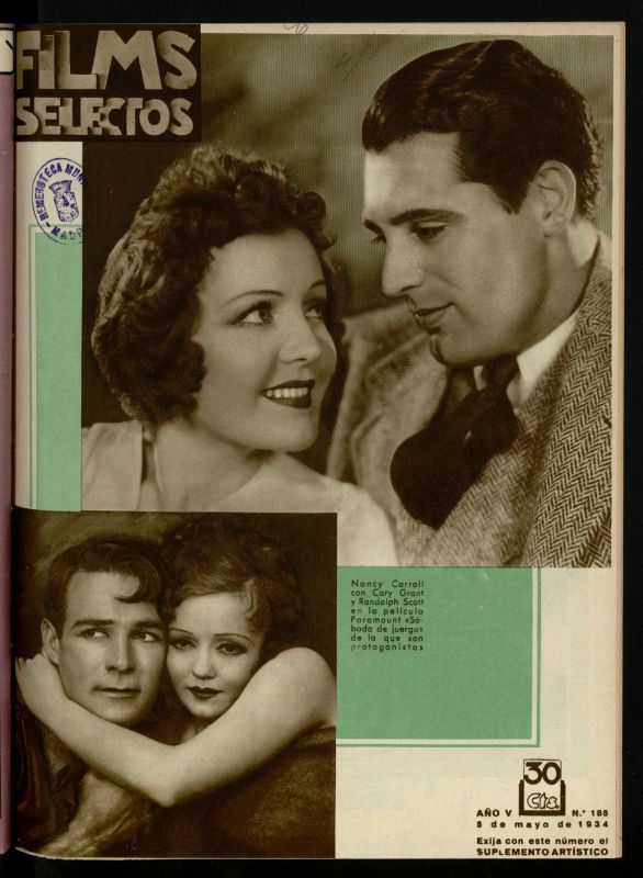FILMS SELECTOS magazine side cover Issue 186 5 May 1934