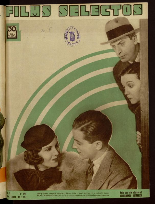 FILMS SELECTOS magazine side cover Issue 191 9 June 1934