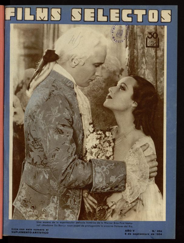 FILMS SELECTOS magazine side cover Issue 204 8 September 1934