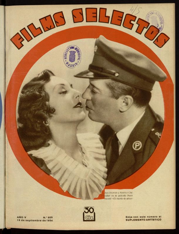 FILMS SELECTOS magazine side cover Issue 205 15 September 1934