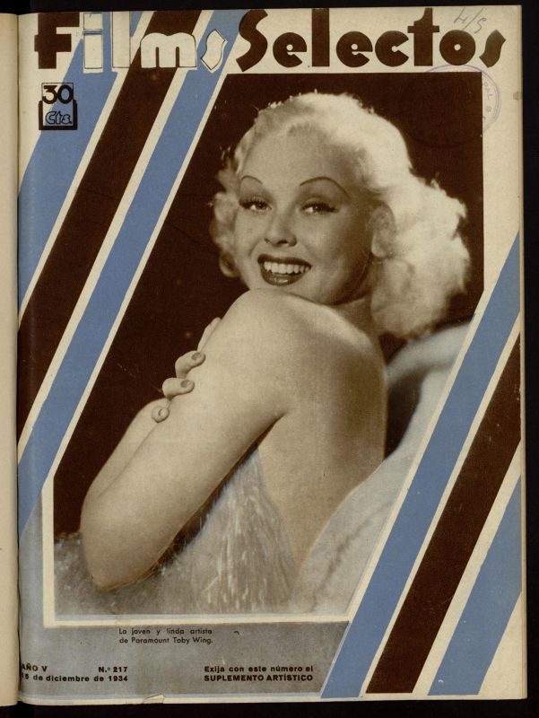FILMS SELECTOS magazine side cover Issue 217 15 December 1934