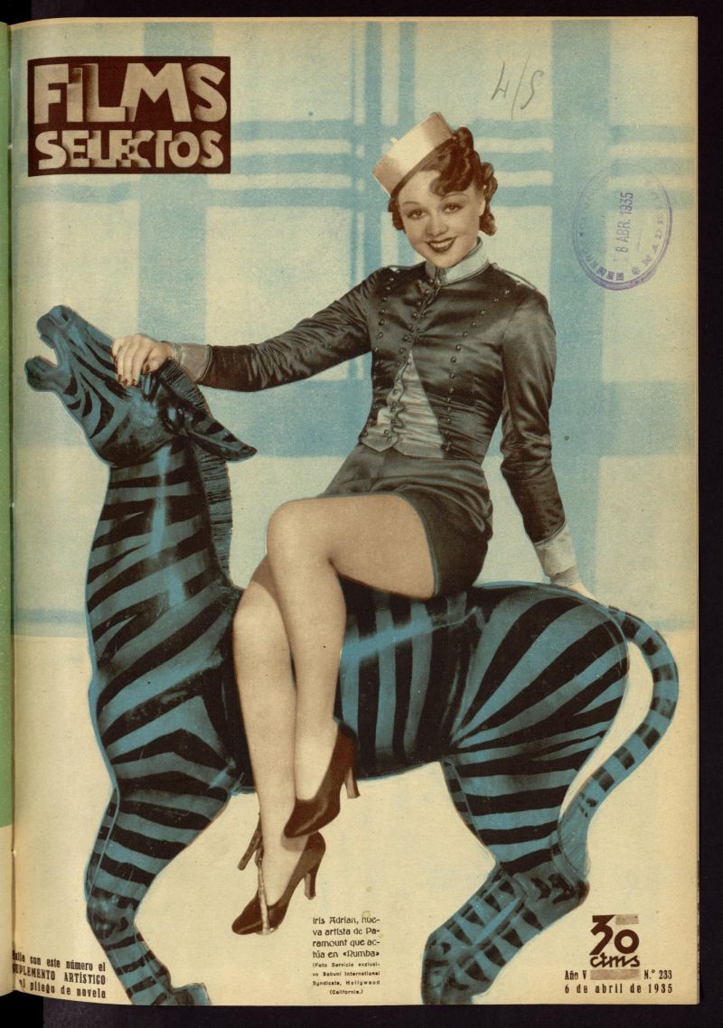 FILMS SELECTOS magazine side cover Issue 233 6 April 1935