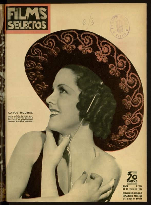 FILMS SELECTOS magazine side cover Issue 296 20 June 1936