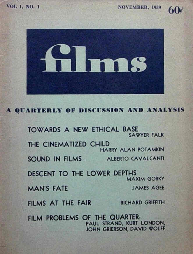 FILMS (USA) magazine side cover Issue 1 November 1939