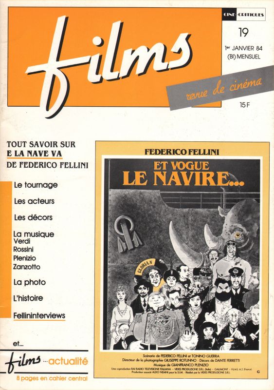 FILMS CINE CRITIQUES magazine side cover Issue 19 1 January 1984