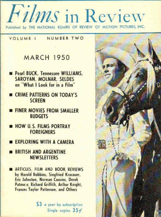 FILMS IN REVIEW magazine side cover Issue 2 March 1950