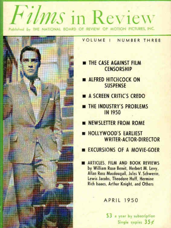 FILMS IN REVIEW magazine side cover Issue 3 April 1950