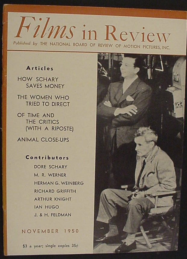 FILMS IN REVIEW magazine side cover Issue 8 November 1950