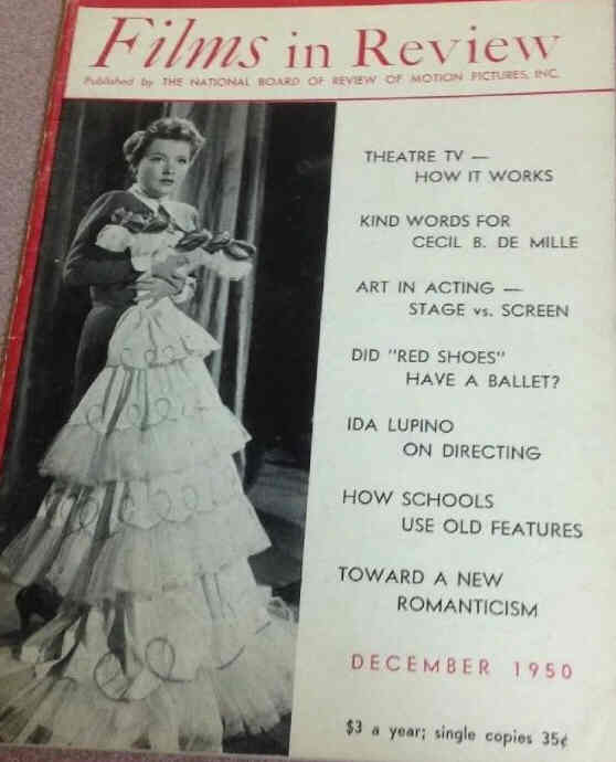 FILMS IN REVIEW magazine side cover Issue 9 December 1950