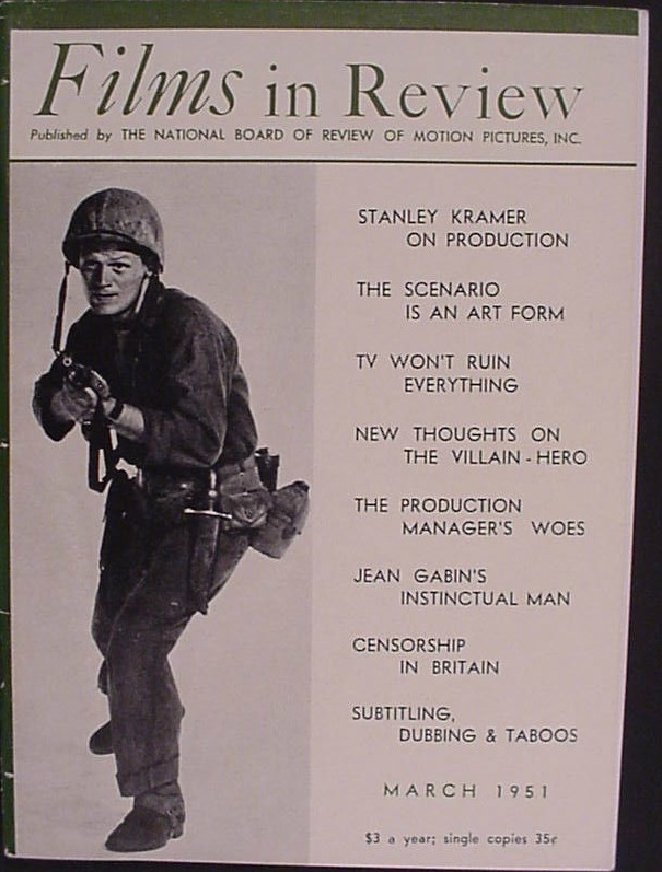 FILMS IN REVIEW magazine side cover Issue 12 March 1951