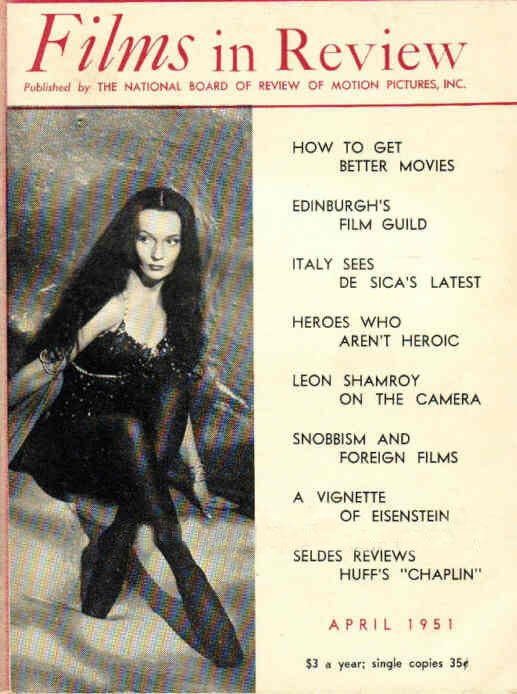 FILMS IN REVIEW magazine side cover Issue 13 April 1951