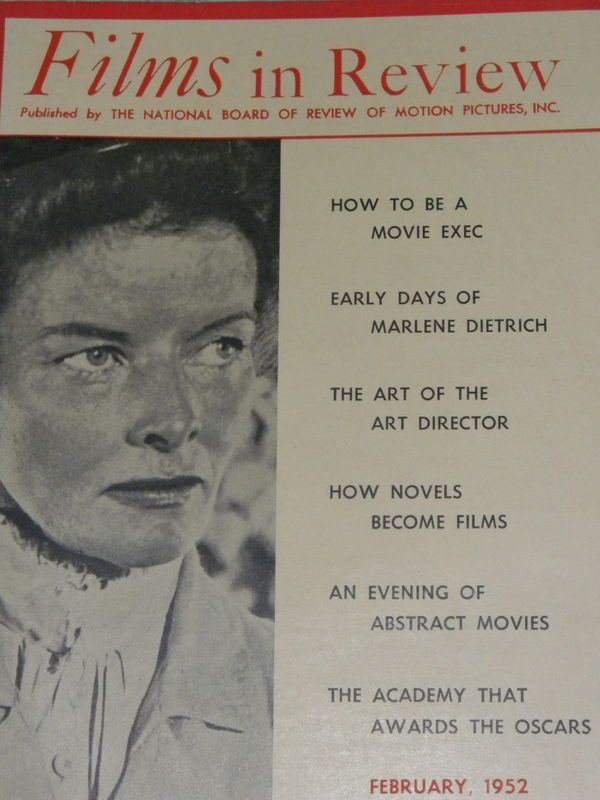 FILMS IN REVIEW magazine side cover Issue 21 February 1952