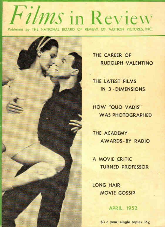 FILMS IN REVIEW magazine side cover Issue 23 April 1952