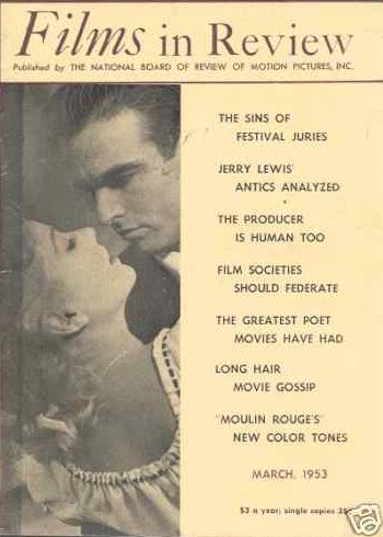 FILMS IN REVIEW magazine side cover Issue 32 March 1953