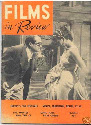 FILMS IN REVIEW magazine side cover Issue 37 October 1953