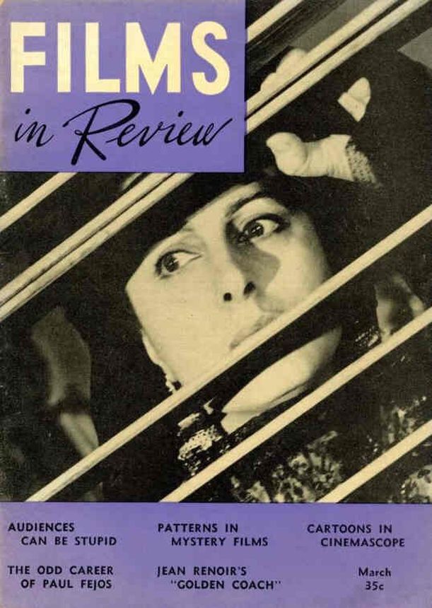 FILMS IN REVIEW magazine side cover Issue 42 March 1954