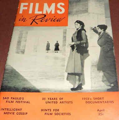 FILMS IN REVIEW magazine side cover Issue 43 April 1954