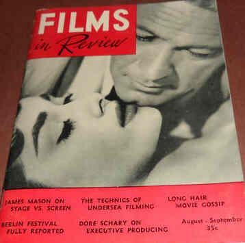 FILMS IN REVIEW magazine side cover Issue 46 August/September 1954