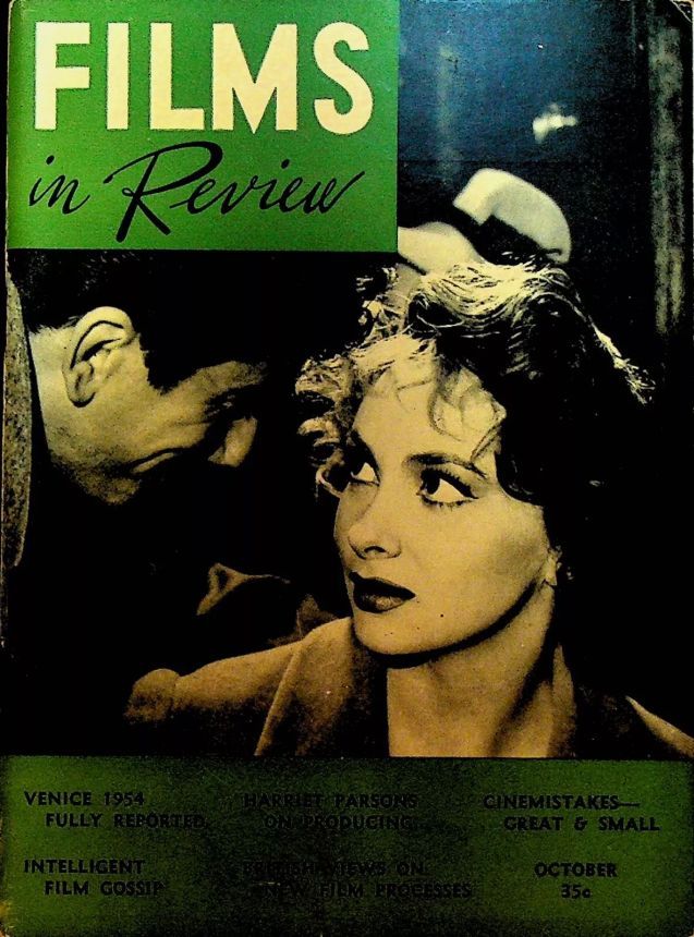 FILMS IN REVIEW magazine side cover Issue 47 October 1954
