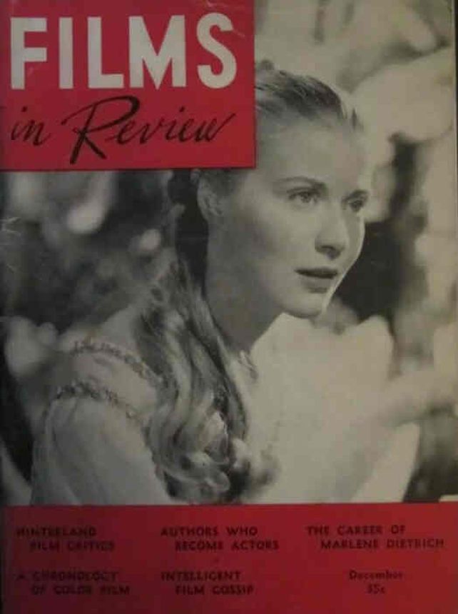 FILMS IN REVIEW magazine side cover Issue 49 December 1954