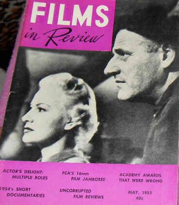 FILMS IN REVIEW magazine side cover Issue 54 May 1955