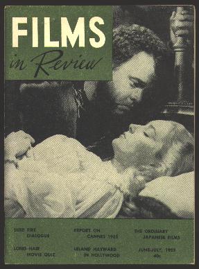 FILMS IN REVIEW magazine side cover Issue 55 June/July 1955