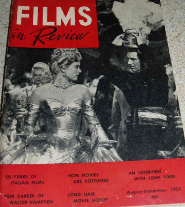 FILMS IN REVIEW magazine side cover Issue 56 August/September 1955