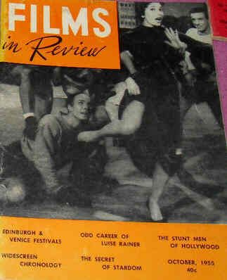 FILMS IN REVIEW magazine side cover Issue 57 October 1955