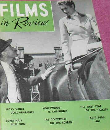 FILMS IN REVIEW magazine side cover Issue 63 April 1956