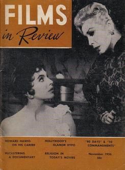 FILMS IN REVIEW magazine side cover Issue 68 November 1956