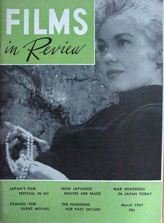 FILMS IN REVIEW magazine side cover Issue 72 March 1957