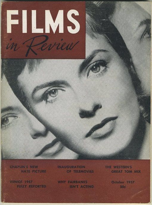 FILMS IN REVIEW magazine side cover Issue 77 October 1957