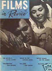 FILMS IN REVIEW magazine side cover Issue 78 November 1957