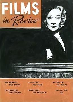 FILMS IN REVIEW magazine side cover Issue 80 January 1958
