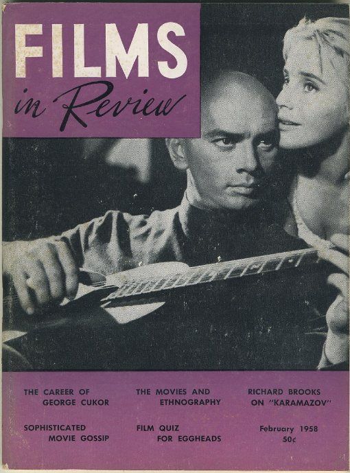 FILMS IN REVIEW magazine side cover Issue 81 February 1958