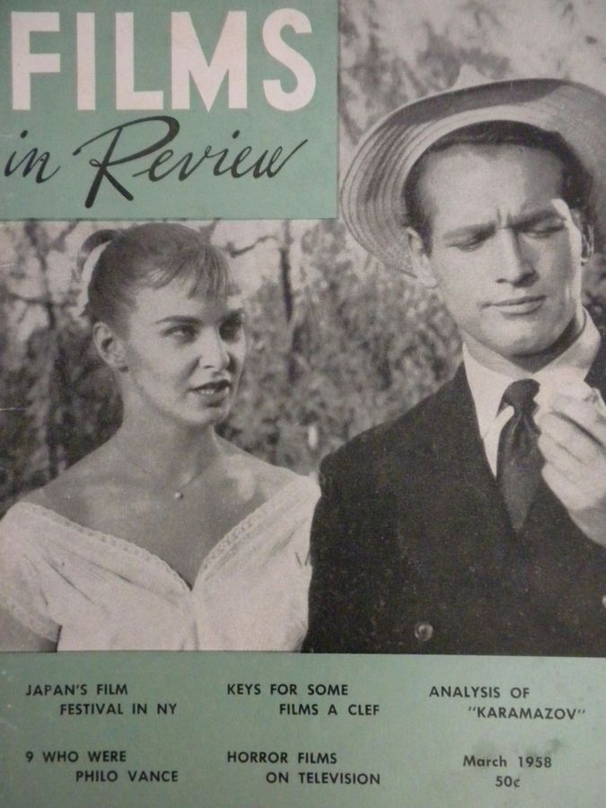 FILMS IN REVIEW magazine side cover Issue 82 March 1958
