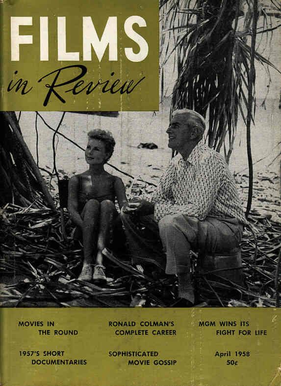 FILMS IN REVIEW magazine side cover Issue 83 April 1958