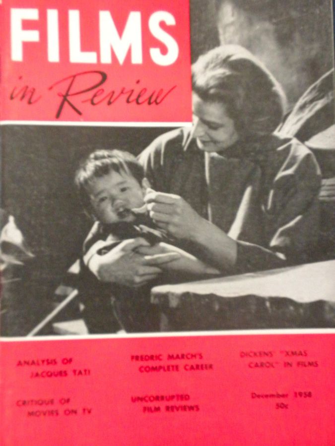 FILMS IN REVIEW magazine side cover Issue 89 December 1958