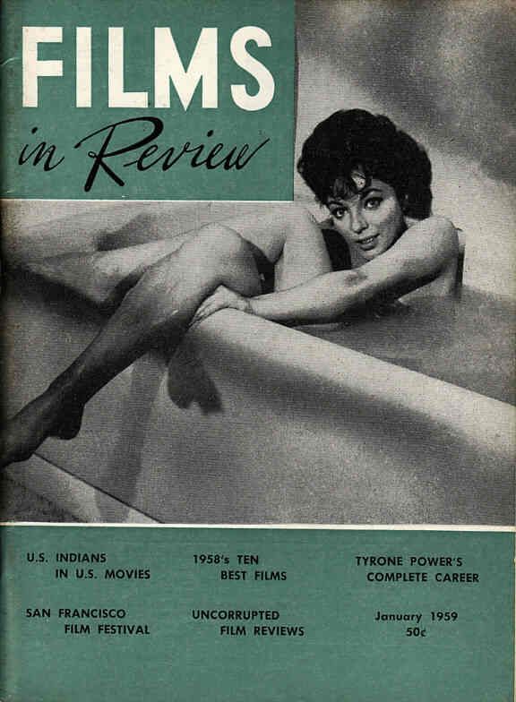 FILMS IN REVIEW magazine side cover Issue 90 January 1959