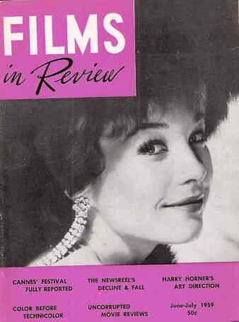 FILMS IN REVIEW magazine side cover Issue 95 June/July 1959