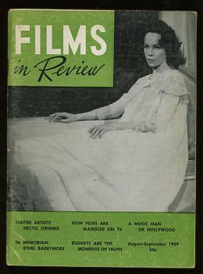 FILMS IN REVIEW magazine side cover Issue 96 August/September 1959