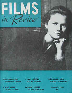 FILMS IN REVIEW magazine side cover Issue 105 June/July 1960