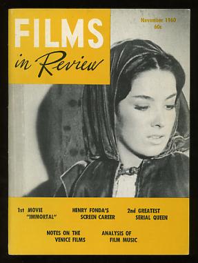 FILMS IN REVIEW magazine side cover Issue 108 November 1960
