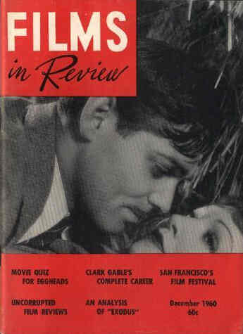 FILMS IN REVIEW magazine side cover Issue 109 December 1960