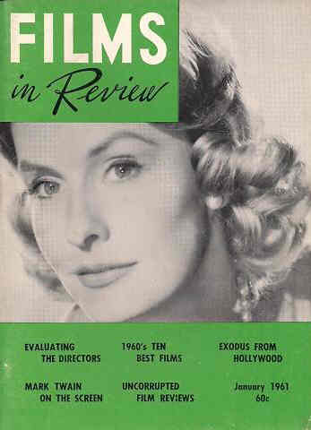 FILMS IN REVIEW magazine side cover Issue 110 January 1961
