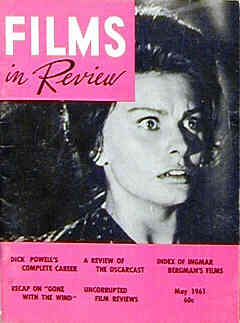 FILMS IN REVIEW magazine side cover Issue 114 May 1961